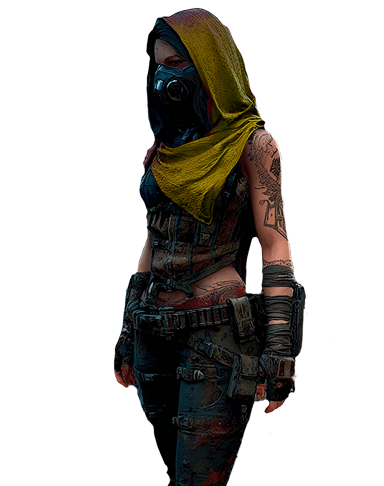 the standing girl in a hood